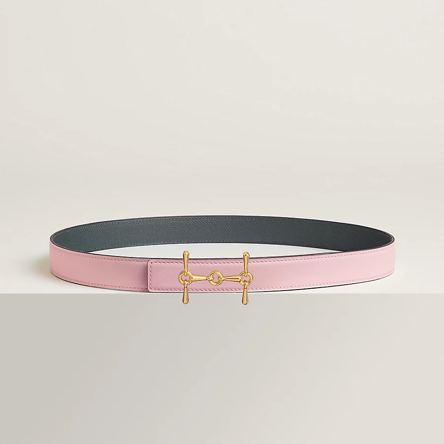 H Equestre belt buckle & Reversible leather strap 24 mm - Image 1